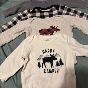 HP White, Black, Gray, Red Kids One-Piece Bodysuit Set - Happy Camper Moose